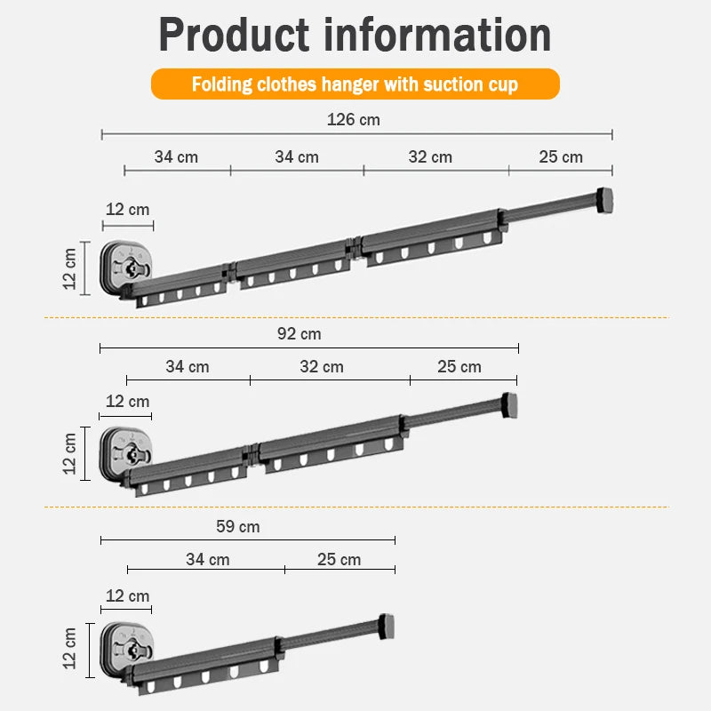 Folding Clothes Hanger Indoor Retractable Cloth Drying Rack Space Saving Home Laundry Clothesline Wall Mount Clothing Rack