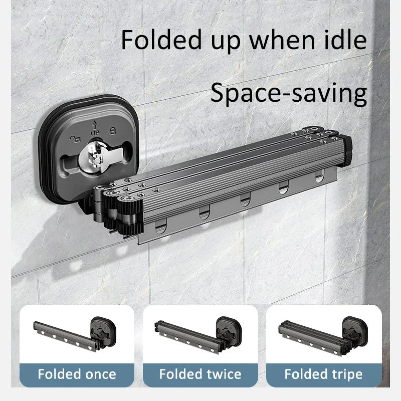 Folding Clothes Hanger Indoor Retractable Cloth Drying Rack Space Saving Home Laundry Clothesline Wall Mount Clothing Rack