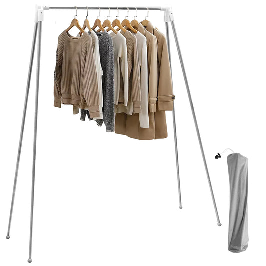Collapsible Floor Stand Clothes Coat Hanger Stainless Steel Retractable Clothes Drying Rack for Home Dorm Camping Travel Outdoor
