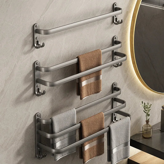 Bathroom space aluminum non-perforated wall-mounted shelves Towel racks Kitchen and bathroom pendants single-rod hanging rails