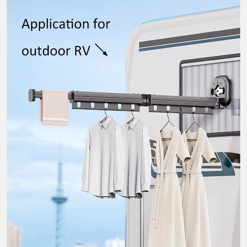 Folding Clothes Hanger Indoor Retractable Cloth Drying Rack Space Saving Home Laundry Clothesline Wall Mount Clothing Rack