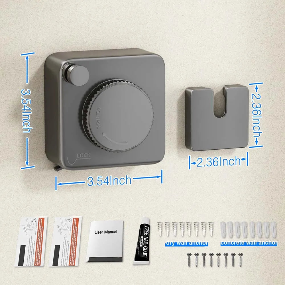 Retractable Clothesline Indoor Retracting Clothes Drying Laundry Line Wall Mounted Non-Sagging Outdoor Clothes Hanger Line