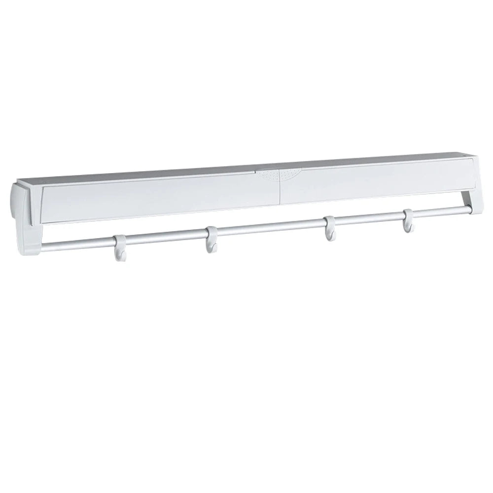 Wall-mounted Laundry Clothes Storage Drying Rack Retractable Invisible Folding Dryer Hanger White 7 Drying Rods