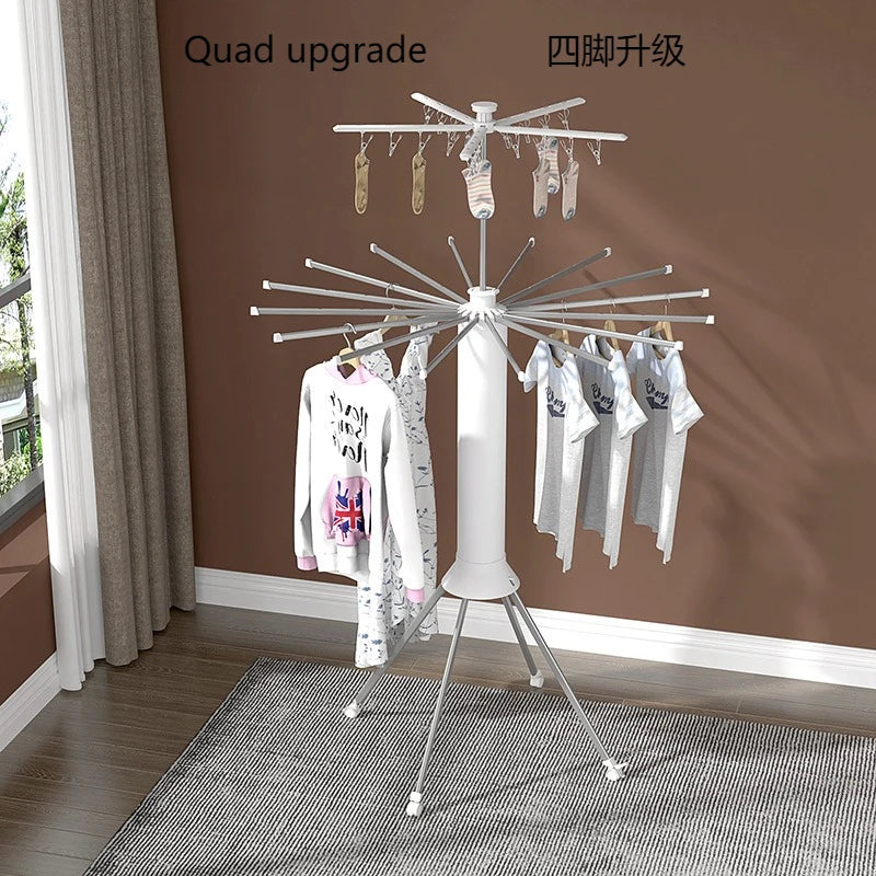 Balcony floor-to-ceiling octopus drying rack 360 ° rotating retractable folding octopus drying rack