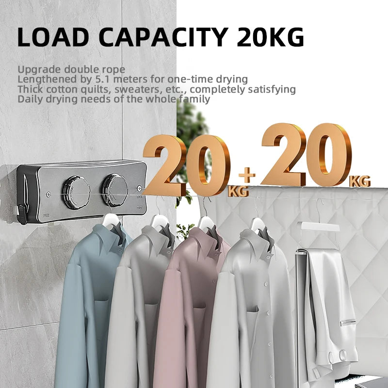 New Style Clothes Line Dryer Bathroom Drying Rack Clothes Rack Laundry Drying Hanger Double Layer WB3029