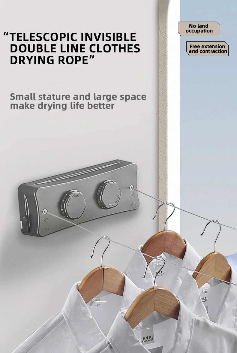 New Style Clothes Line Dryer Bathroom Drying Rack Clothes Rack Laundry Drying Hanger Double Layer WB3029