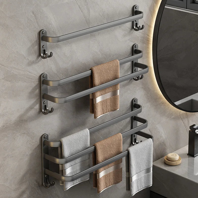 Bathroom space aluminum non-perforated wall-mounted shelves Towel racks Kitchen and bathroom pendants single-rod hanging rails