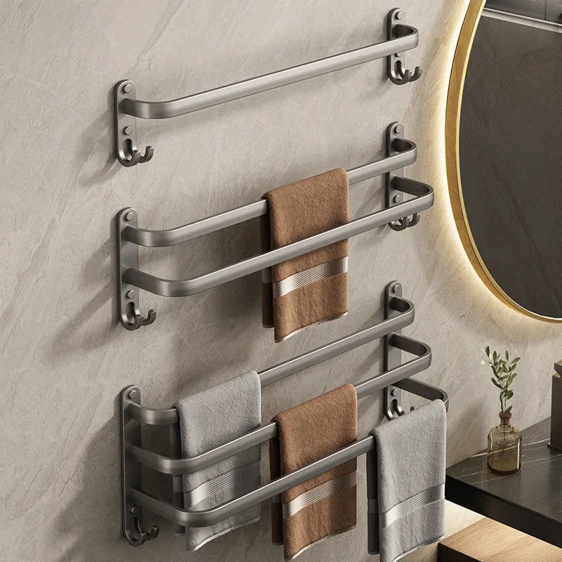 Bathroom space aluminum non-perforated wall-mounted shelves Towel racks Kitchen and bathroom pendants single-rod hanging rails