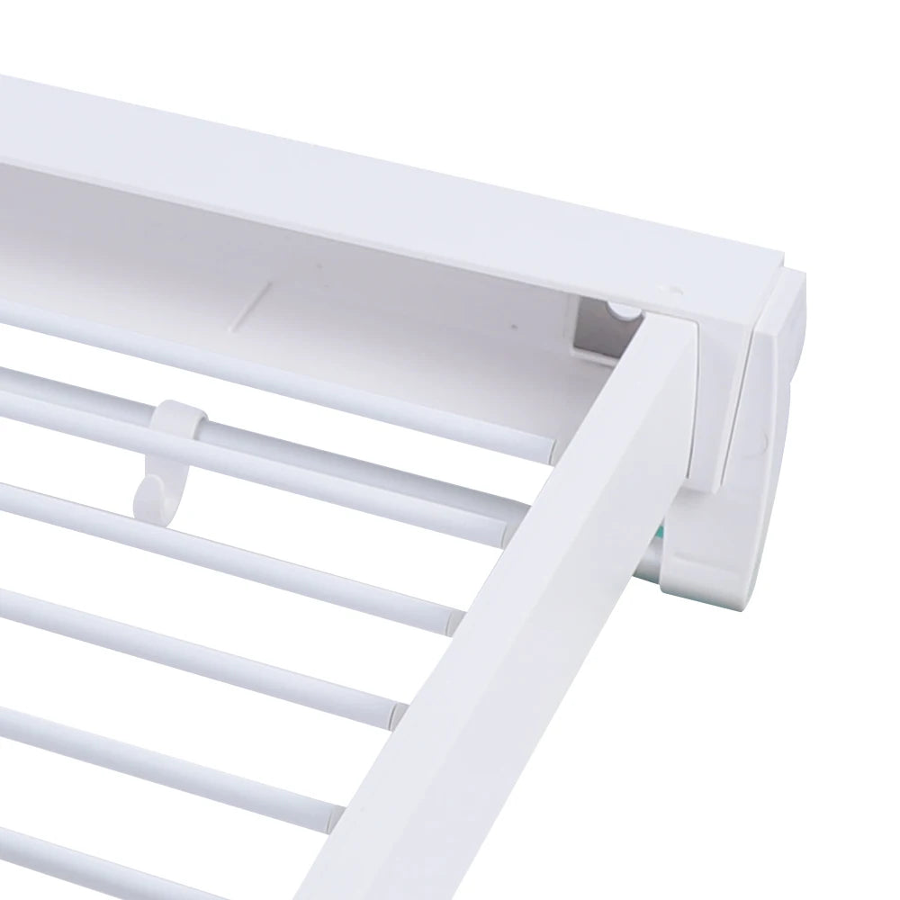 Wall-mounted Laundry Clothes Storage Drying Rack Retractable Invisible Folding Dryer Hanger White 7 Drying Rods